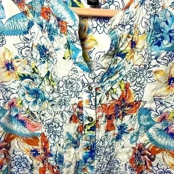 Nine West V-Neck Casual Floral Top Size XL - Picture 3 of 10